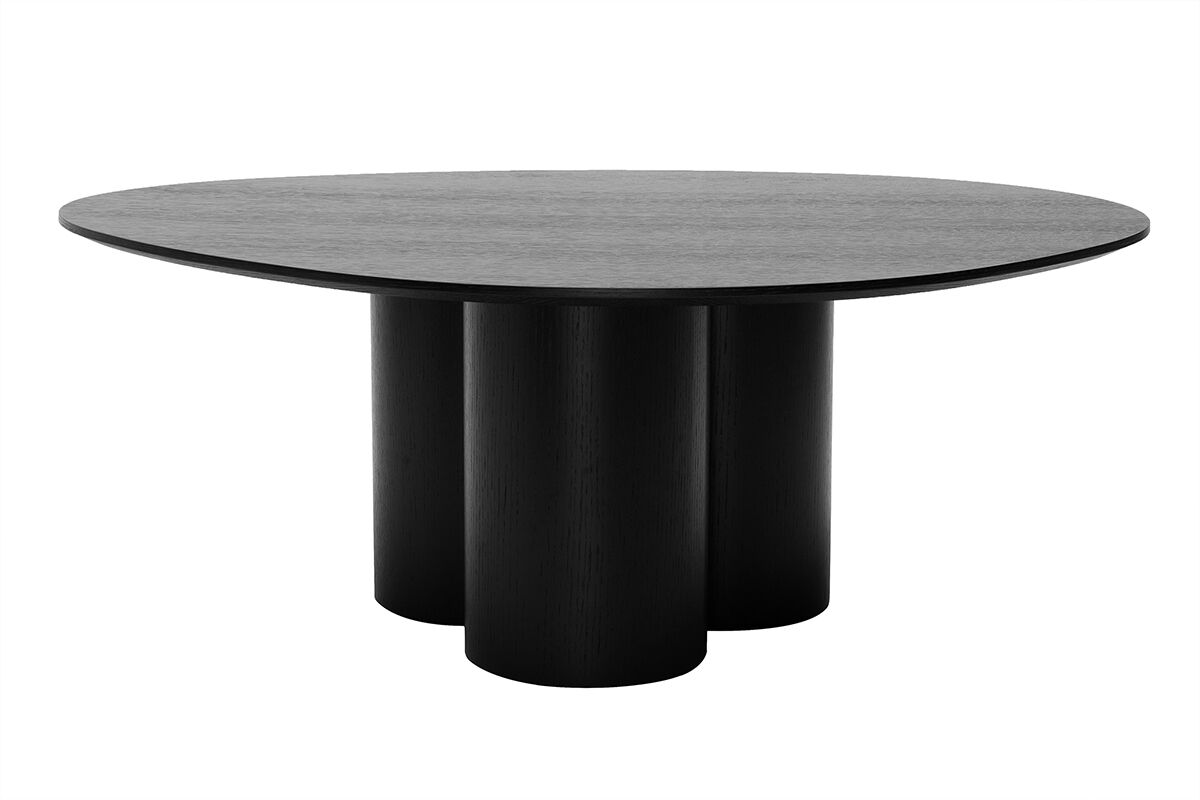 Miliboo Mesa de centro de diseño de madera negra 100 cm HOLLEN