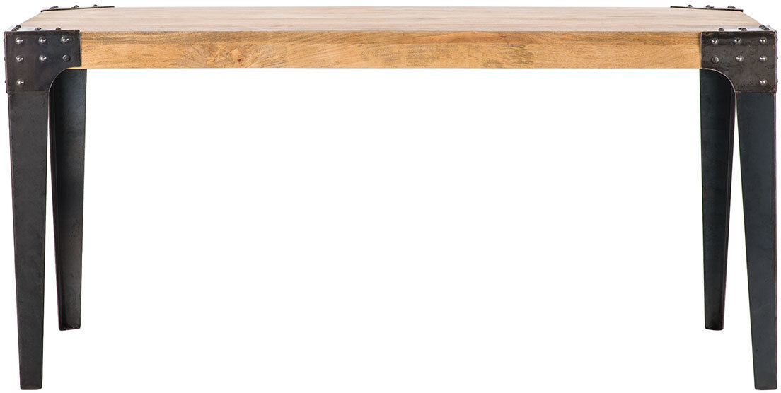 Miliboo Mesa de comedor industrial acero y madera L160 MADISON