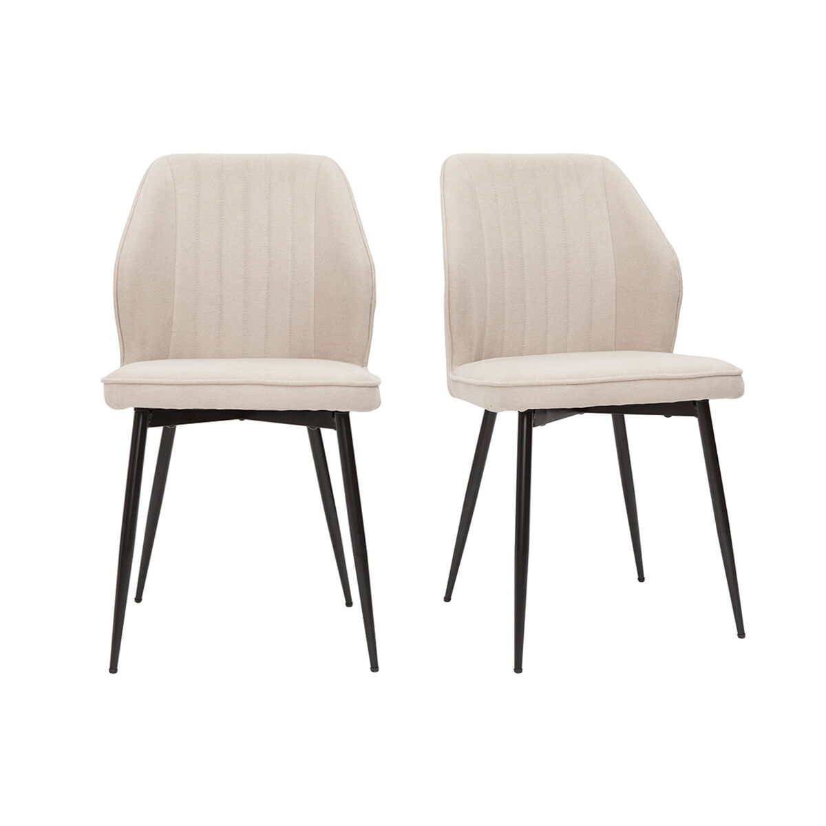 Miliboo Set de 2 sillas de diseño de tejido efecto aterciopelado beige y metal negro FANETTE