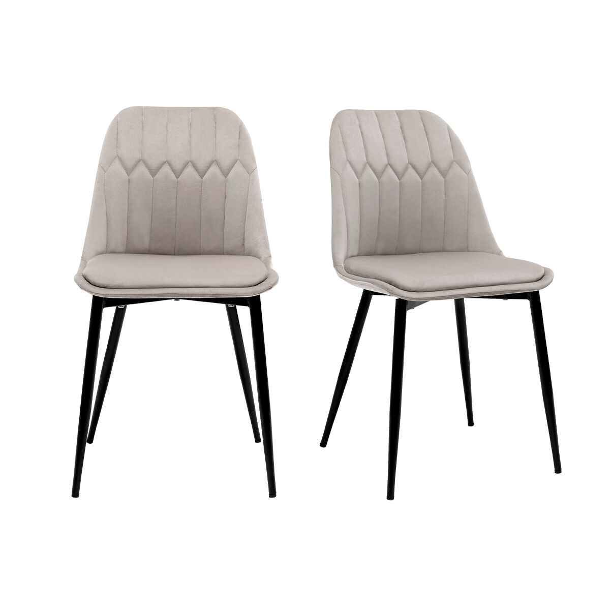 Miliboo Set de 2 sillas de diseño de terciopelo color topo con patas de metal FUSE
