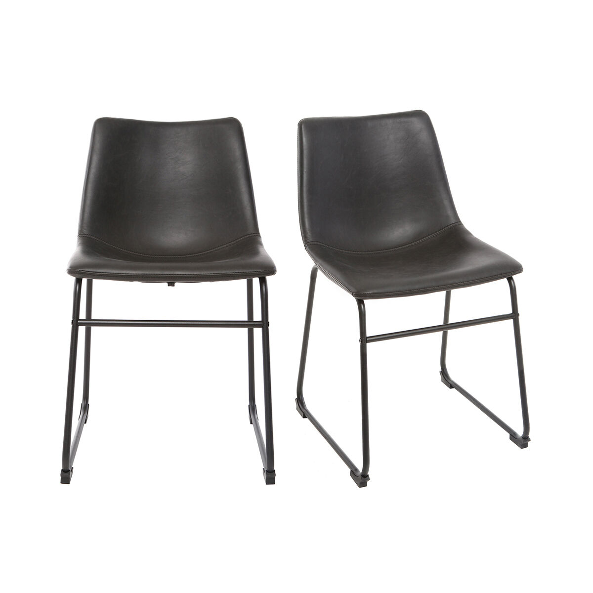 Miliboo Set de 2 sillas de estilo industrial negras NEW ROCK