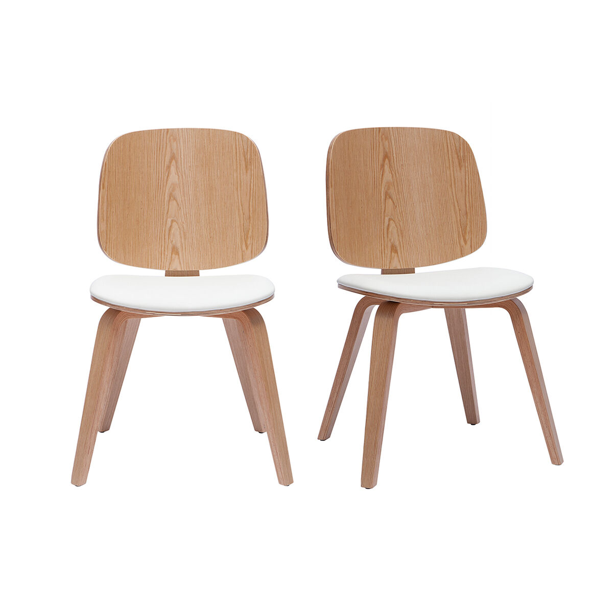 Miliboo Set de 2 sillas de madera clara y blanca BECK
