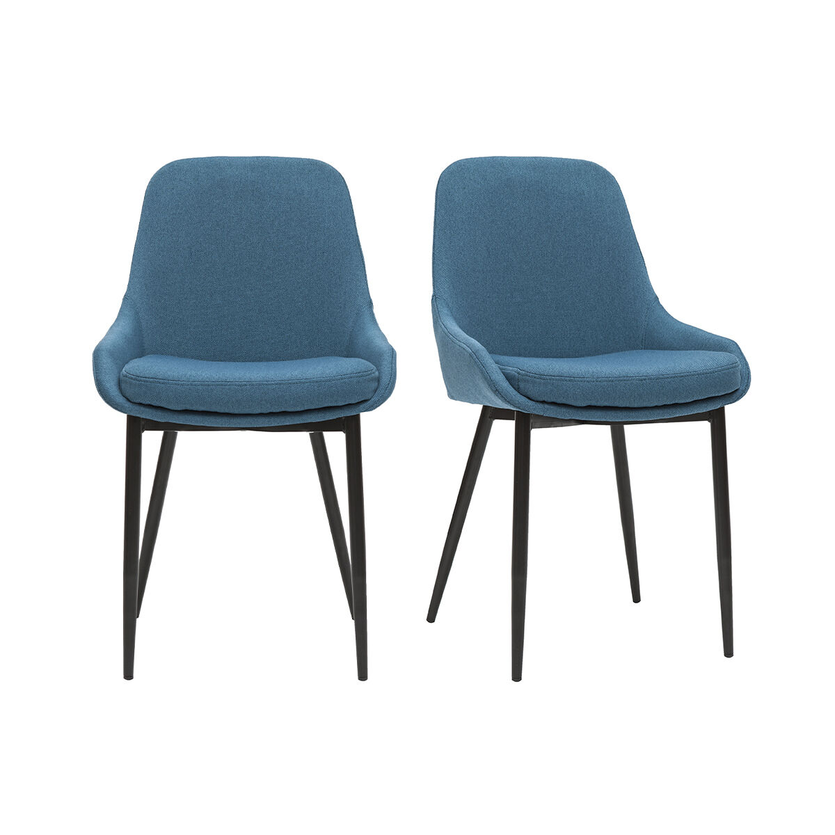 Miliboo Set de 2 sillas de tejido azul petróleo HOLO