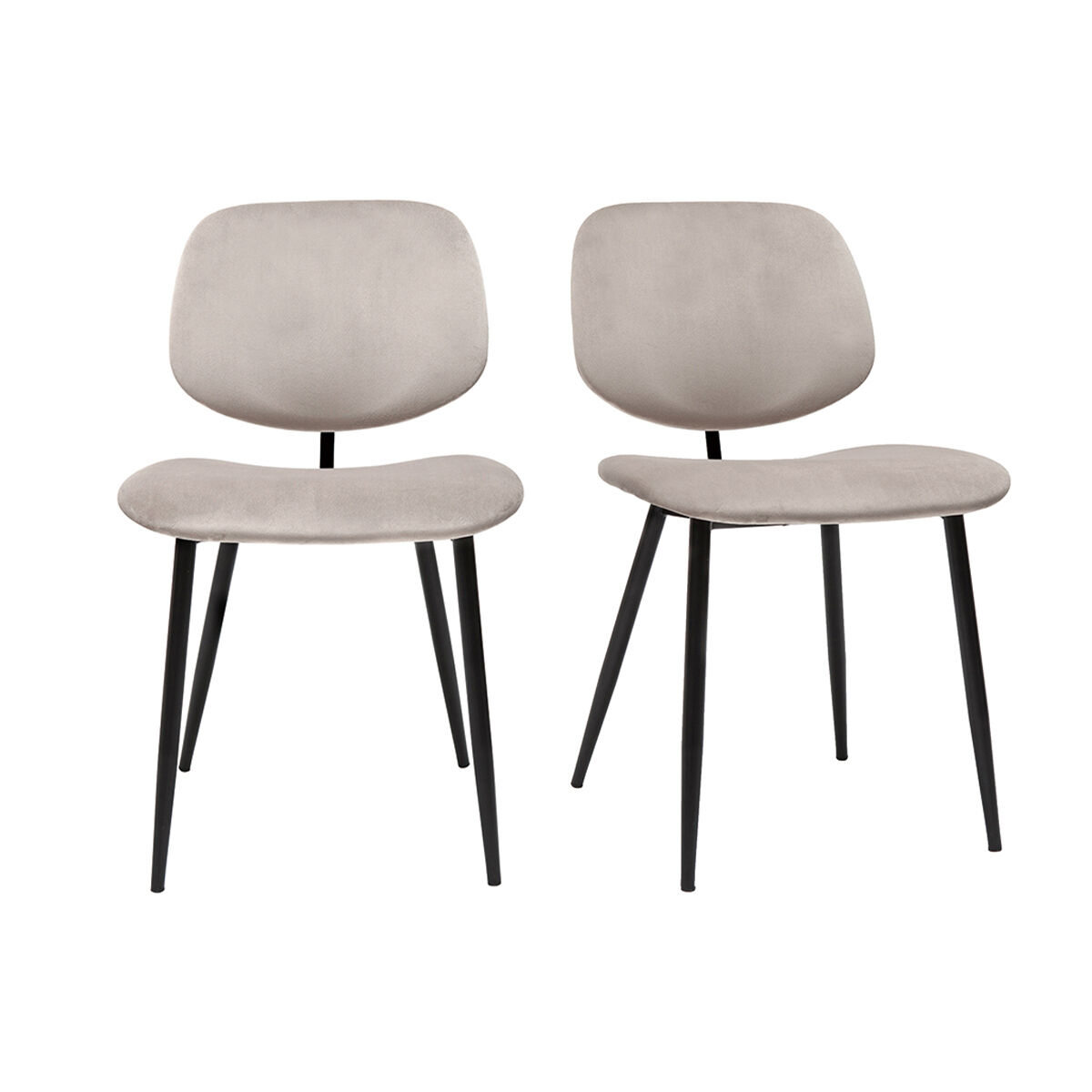 Miliboo Set de 2 sillas de terciopelo color topo y metal negro TOBIAS