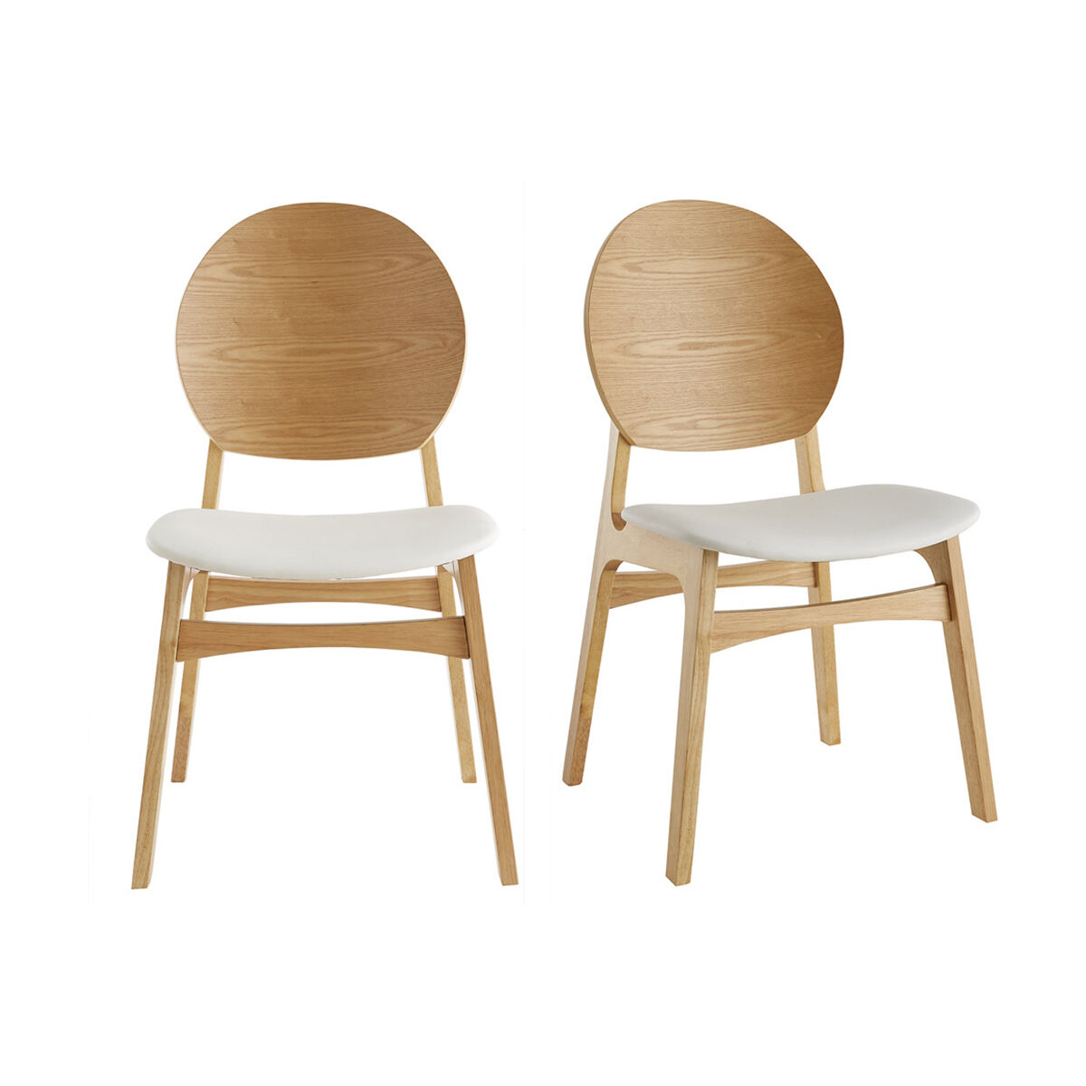 Miliboo Set de 2 sillas nórdicas de madera clara y poliuretano blanco ELTON