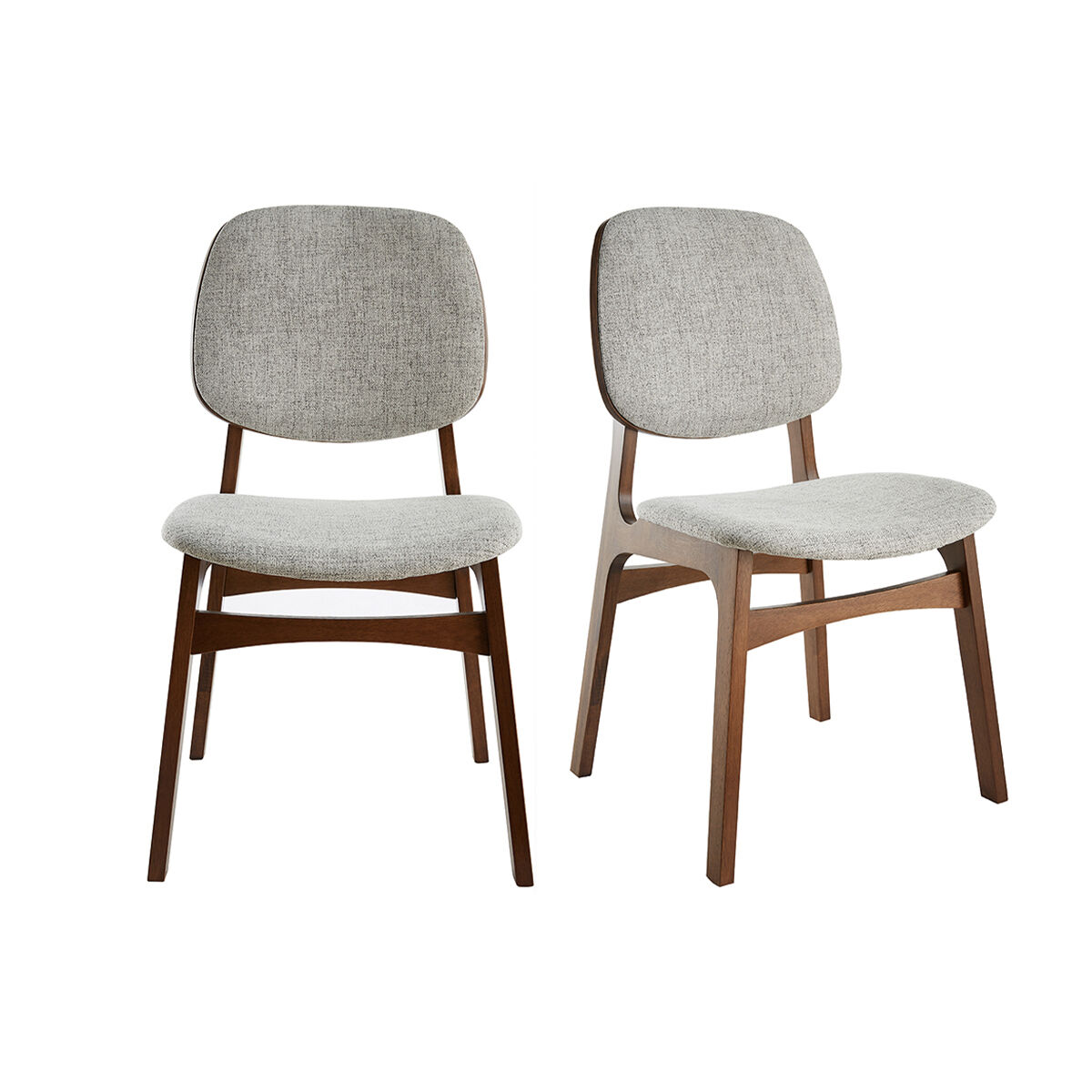 Miliboo Set de 2 sillas vintage de tela gris claro y patas de nogal SOQUETTE
