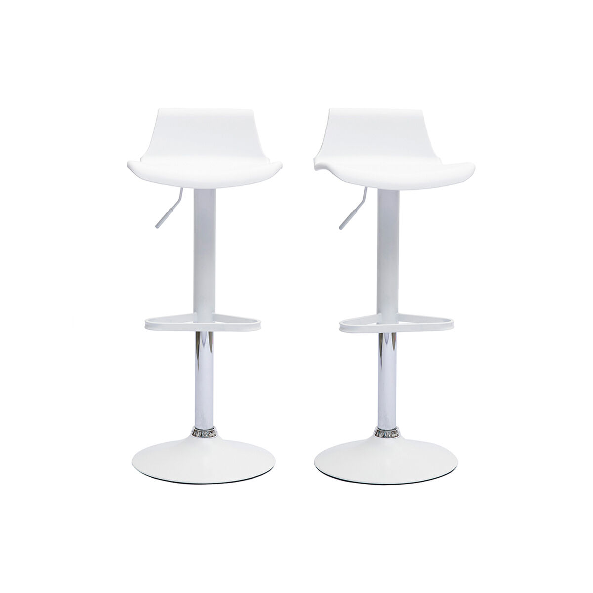 Miliboo Set de 2 taburetes de cocina de diseño blancos ajustables 360º KRONOS