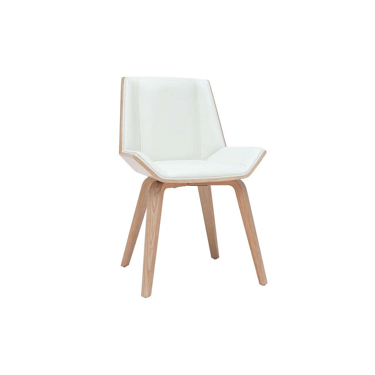 Miliboo Silla moderna blanca y madera clara MELKIOR