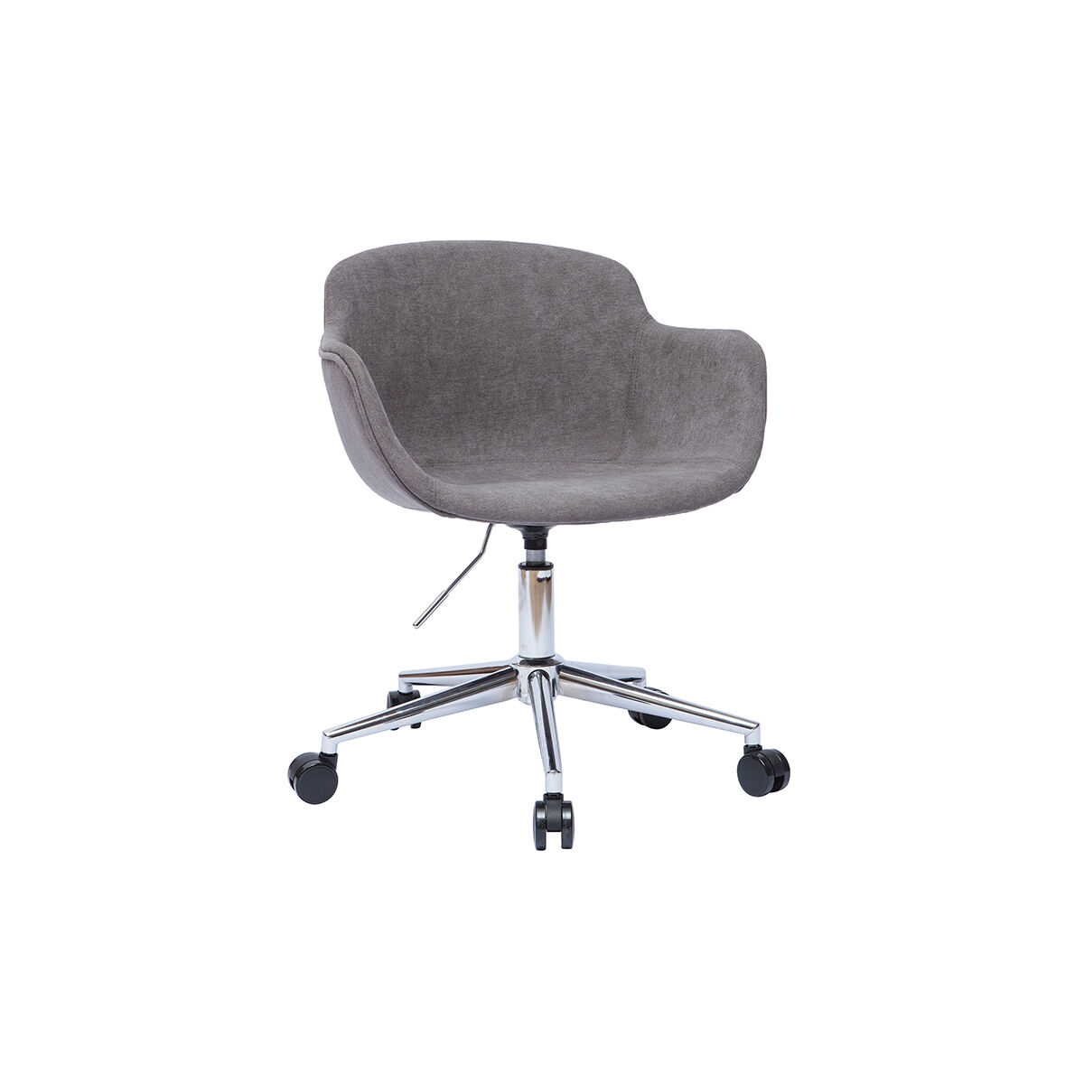 Miliboo Sillón de oficina de tejido gris claro efecto terciopelo AARON