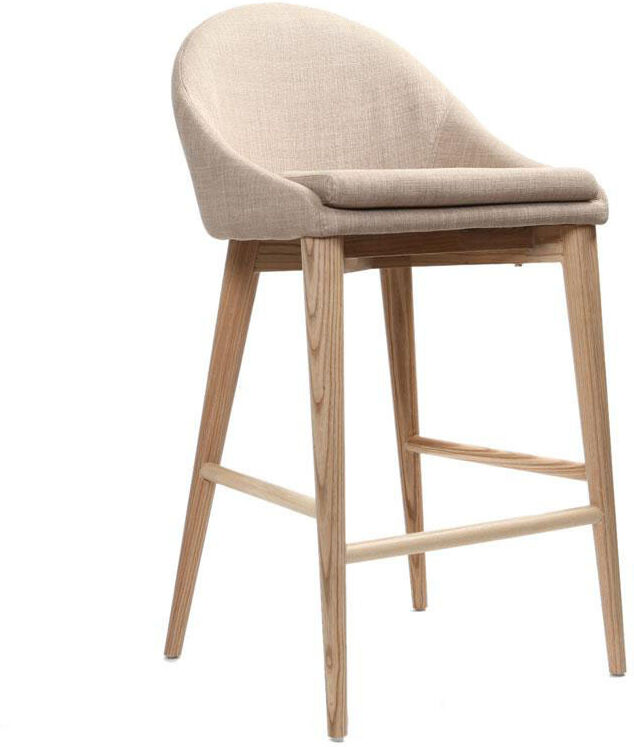 Miliboo Taburete de bar diseño madera y polyester beige DALIA