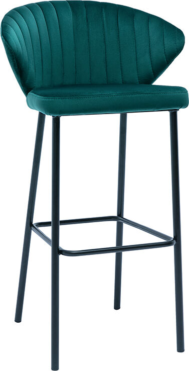 Miliboo Taburete de bar moderno terciopelo azul petróleo 78 cm DALLY