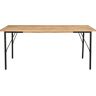 Miliboo Mesa de comedor rectangular de madera maciza de mango y metal negro 180 cm JUDE