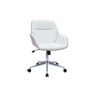 Miliboo Silla de oficina giratoria blanca con madera clara MARLOW