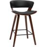 Miliboo Taburete de cocina de diseño negro con madera oscura 65 cm SYRAH