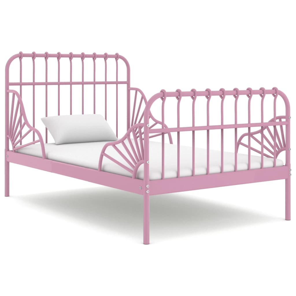 vidaXL Estructura de cama extensible metal rosa 80x130/200 cm