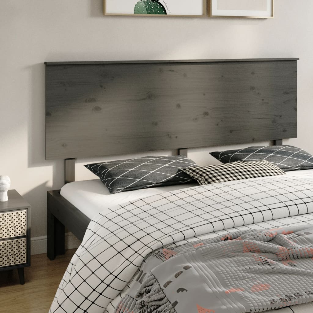 vidaXL Cabecero de cama madera maciza de pino gris 184x6x82,5 cm