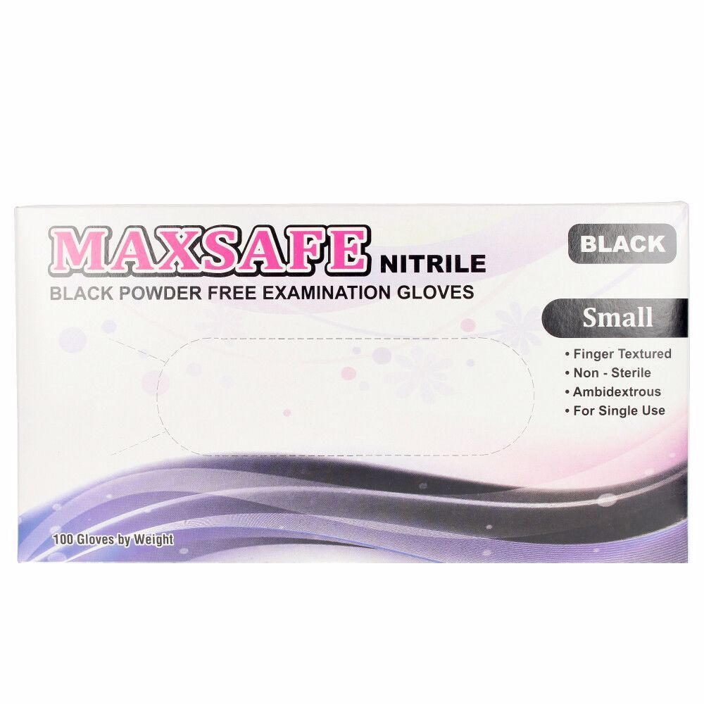 Maxsafe nitryl gloves size S #black 100 pz