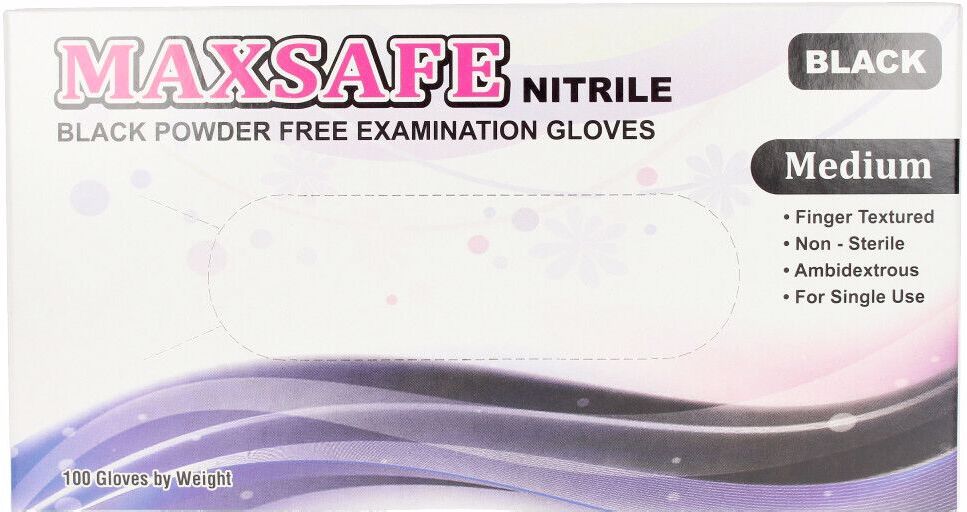 Maxsafe nitryl gloves size M #black 100 pz