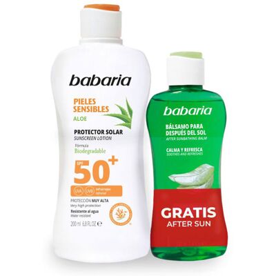Pack de Cuidado Solar Babaria SPF 50+ Piel Sensible Aloe Vera Pack de Cuidado Solar Babaria SPF 50+ Piel Sensible Aloe Vera
