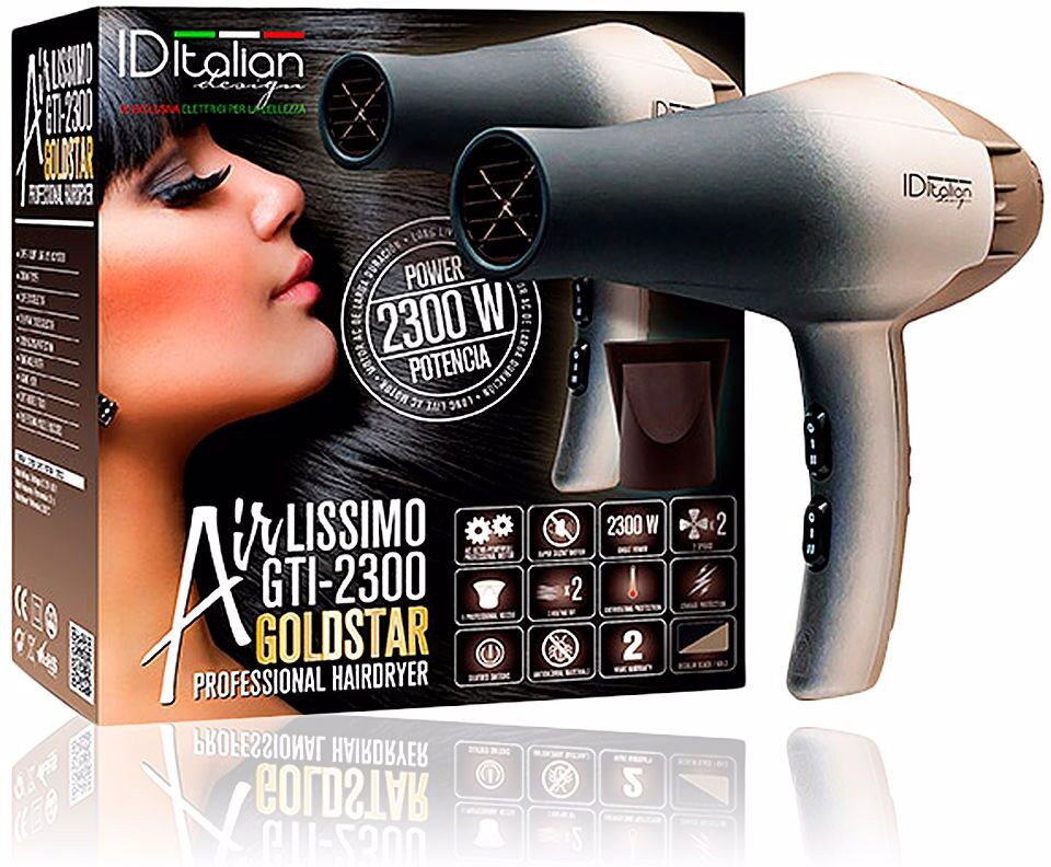 Id Italian Airlissimo Gti 2300 Hairdryer gold star