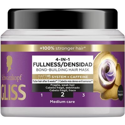 Schwarzkopf Gliss Modelo 4-en-1 Relleno de Volumen y Reparación - Mascarilla capilar para cabello débil y frágil Schwarzkopf Gliss Modelo 4-en-1 Relleno de Volumen y Reparación - Mascarilla capilar para cabello débil y frágil