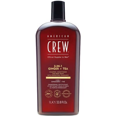 American Crew Jengibre + Té 3 en 1 Champú, Acondicionador y Gel - Hombre American Crew Jengibre + Té 3 en 1 Champú, Acondicionador y Gel - Hombre