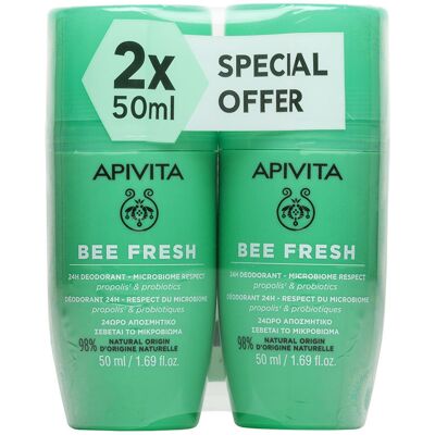 Apivita Bee Fresh desodorante roll-on 24h respeta el microbioma pack 2 x 50 ml Apivita Bee Fresh desodorante roll-on 24h respeta el microbioma pack 2 x 50 ml
