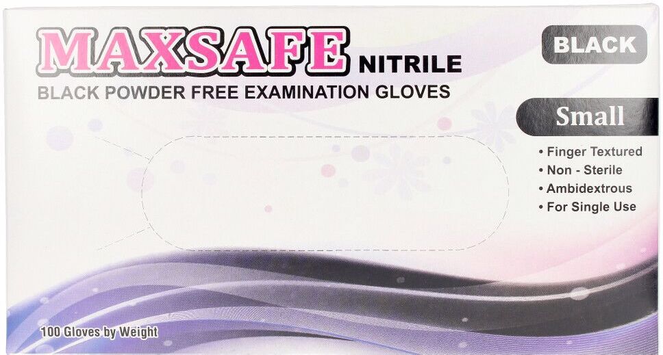 Maxsafe nitryl gloves size S #black 100 pz