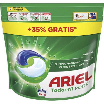 Ariel Pods Original detergente 60 cápsulas Ariel Pods Original detergente 60 cápsulas