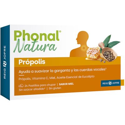 Phonal Natura Própolis pastillas para chupar sabor miel 24 u Phonal Natura Própolis pastillas para chupar sabor miel 24 u