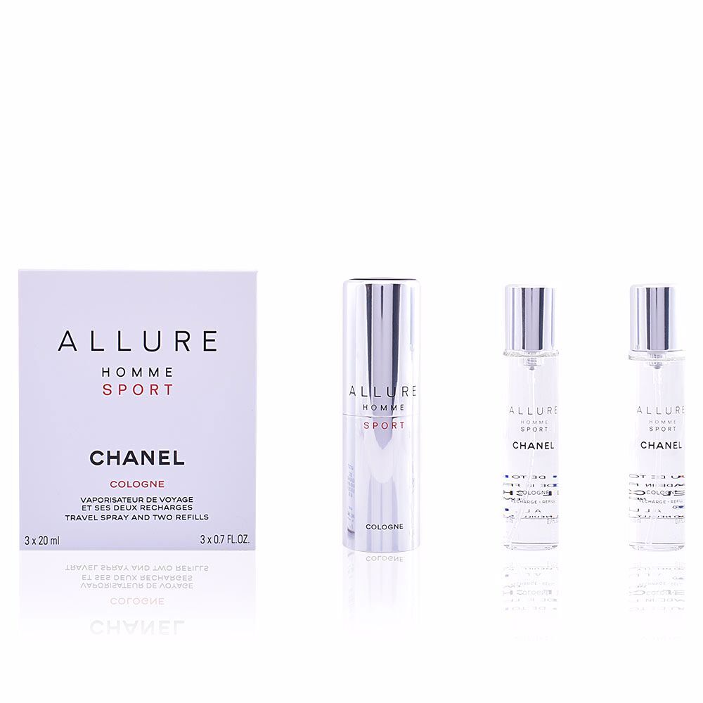 Chanel Allure Homme Sport Cologne eau de toilette vaporizador de viaje y 2 recargas 3 x 20 ml