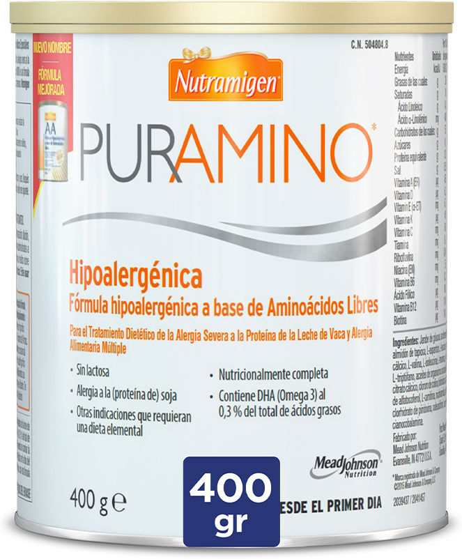 Nutramigen Puramino fórmula hipoalergénica polvo 400 gr