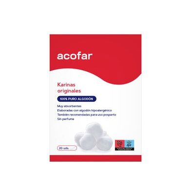 ACOFAR Karinas Originales Compresa Higiénica Algodón 20uds ACOFAR Karinas Originales Compresa Higiénica Algodón 20uds