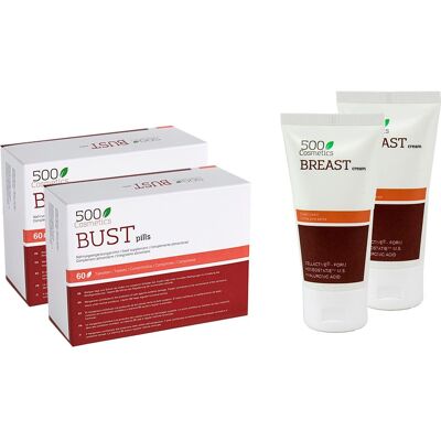 500 COSMETICS Packs Breast para el Pecho 2 X60 caps + Crema 2 X100 ml 500 COSMETICS Packs Breast para el Pecho 2 X60 caps + Crema 2 X100 ml
