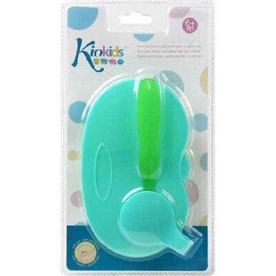 KIOKIDS Cuenco Doble Antideslizante con Cuchara - Set de Alimentación para Bebé KIOKIDS Cuenco Doble Antideslizante con Cuchara - Set de Alimentación para Bebé