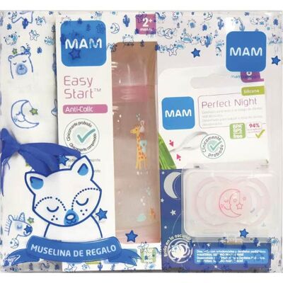 MAM Pack Chupete Night 6 M Luna + Muselina + Biberón 260 ml MAM Pack Chupete Night 6 M Luna + Muselina + Biberón 260 ml