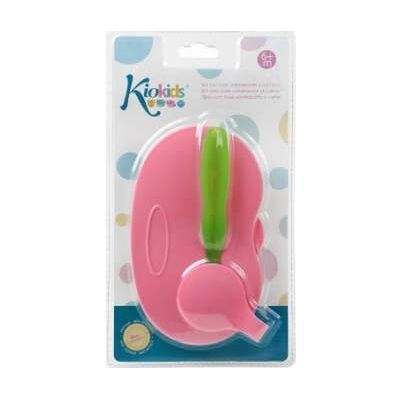 Kiokids Cuenco Doble Antideslizante con Cuchara Rosa Verde 1 ud Kiokids Cuenco Doble Antideslizante con Cuchara Rosa Verde 1 ud