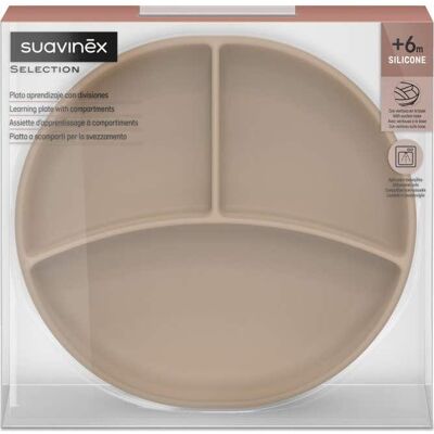 Plato de Silicona Beige con Divisores de Suavinex Plato de Silicona Beige con Divisores de Suavinex