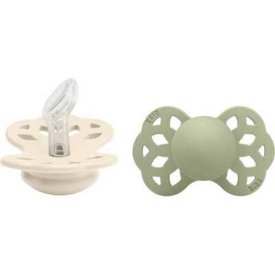 BIBS Infinity Pacifier Silicone Anatomical Ivory Sage 2 uds BIBS Infinity Pacifier Silicone Anatomical Ivory Sage 2 uds