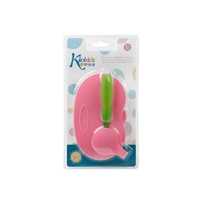 Kiokids Cuenco Doble Antideslizante con Cuchara Rosa Verde 1 ud Kiokids Cuenco Doble Antideslizante con Cuchara Rosa Verde 1 ud