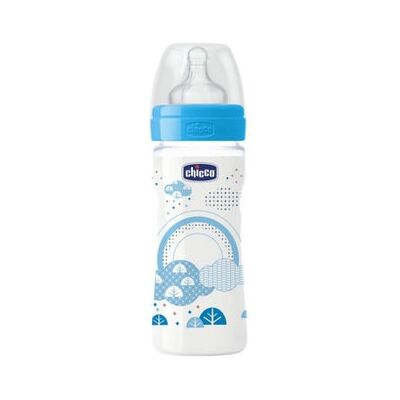 Chicco - BiberónSilicona250ml - Azul - FlujoMedio - Biberón Chicco - BiberónSilicona250ml - Azul - FlujoMedio - Biberón