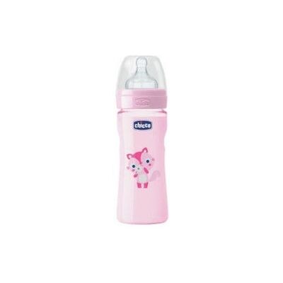 Chicco Biberón Silicona Flujo Medio Rosa gato 2 M+ 250 ml Chicco Biberón Silicona Flujo Medio Rosa gato 2 M+ 250 ml