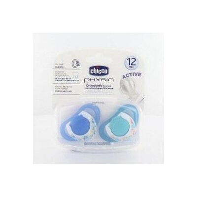 Chicco ® Physio Chupete Silicona Anatómico 12 M+ Azul 2 uds Chicco ® Physio Chupete Silicona Anatómico 12 M+ Azul 2 uds