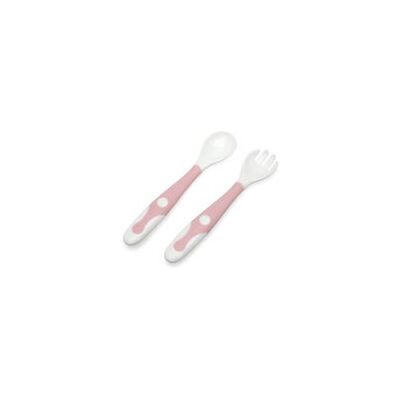 Kiokids - Set de Cuchara y Tenedor - Rosa - Flexible - Juego de cubiertos para bebé Kiokids - Set de Cuchara y Tenedor - Rosa - Flexible - Juego de cubiertos para bebé