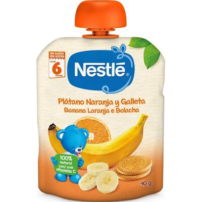 Nestlé Paquete de Galleta de Plátano y Naranja 6m + 90g - Bolsa de comida para bebé Nestlé Paquete de Galleta de Plátano y Naranja 6m + 90g - Bolsa de comida para bebé