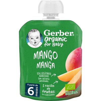 Pouch de fruta orgánica de mango para bebés Gerber - 90g - Desde 6 meses Pouch de fruta orgánica de mango para bebés Gerber - 90g - Desde 6 meses