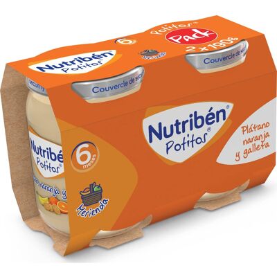 NUTRIBEN Nutribén Potitos Plátano, Naranja Y Galleta 2 udsX190 g NUTRIBEN Nutribén Potitos Plátano, Naranja Y Galleta 2 udsX190 g