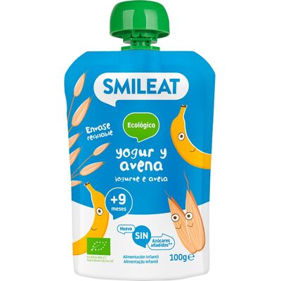 Smileat Pouch Ecológico de Yogur y Avena para Bebés - Alimentación Infantil Smileat Pouch Ecológico de Yogur y Avena para Bebés - Alimentación Infantil