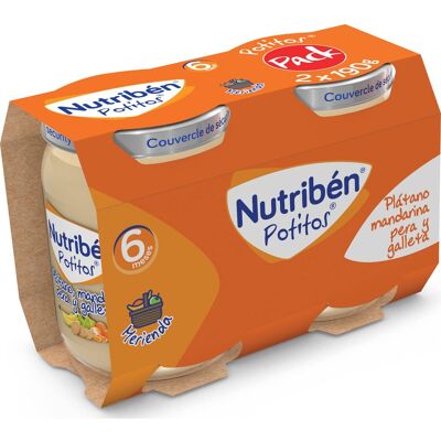 Nutriben Potitos Plátano Mandarina Pera Galleta - Comida para bebés Nutriben Potitos Plátano Mandarina Pera Galleta - Comida para bebés