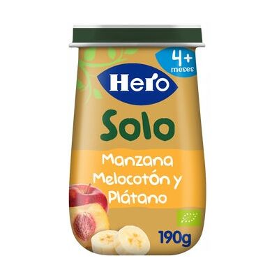 Tarro de fruta orgánica Hero - Melocotón Plátano Manzana - Desde 4 meses Tarro de fruta orgánica Hero - Melocotón Plátano Manzana - Desde 4 meses